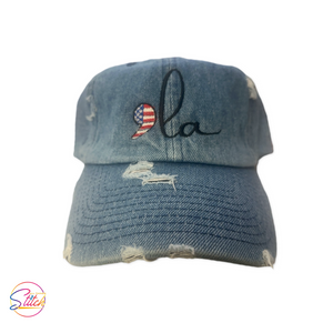 Comma-La Distressed Denim Dad Hat