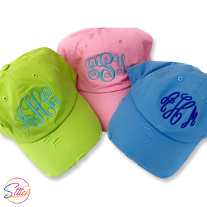 Monogrammed Distressed Dad Hats