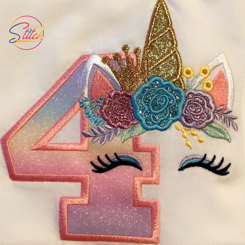 Unicorn Appliqué Number T-shirt